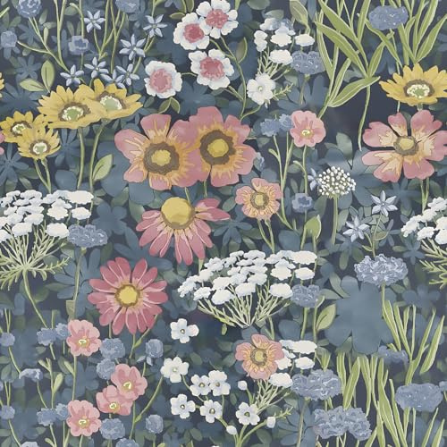 Orainege Papier peint floral vintage à décoller et à coller Motif marguerites