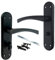 Genova Door Handles Matt Black Twist Lever Bathroom Lock on Modern Marina Backplate for Internal Wooden Doors