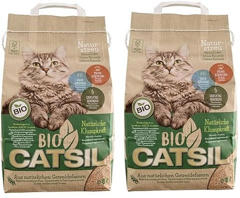 Bio-CATSIL Naturstreu Katzenstreu 2 x 8 Liter