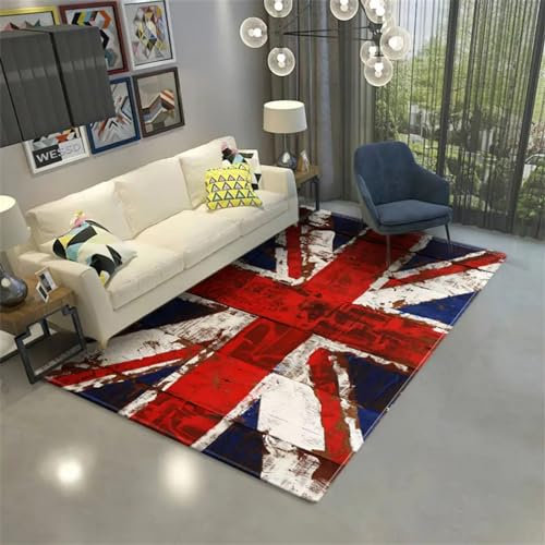 Tappeto Antiscivolo, Retro Bandiera Britannica Con Stampa 3D, Decorazione Per Tappeti Morbidi Shaggy Room, Camera Da Letto Per Bambini Flan 60 X 90 Cm - Poliestere - Pulizia Facile - Soft Touc -8V3G3J