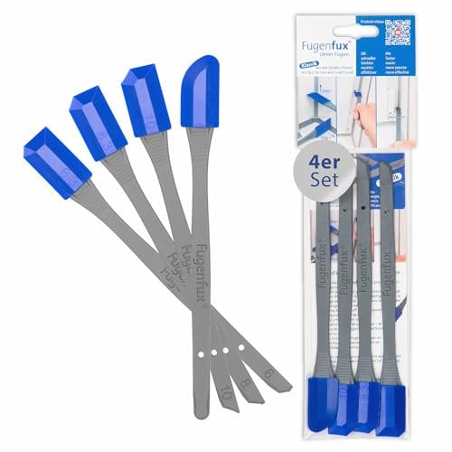 FUGENFUX® KLASSIK 4er Set – Fugenglätter | Fugenabzieher mit Revolutionärer Zauber-Spitze für Extrem Enge Stellen | 4 Spezial-Fugenköpfe | Made in Germany | Perfekt für Silicon, Acryl & Mehr