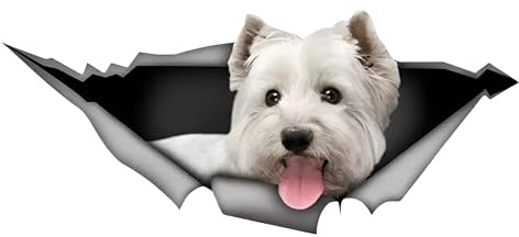 Autoaufkleber West Highland White Terrier Aufkleber 15cm(5.9 Inch) West Highland White Terrier 3D Zerrissen Reflektierende Aufkleber Haustier Hund Lustig Aufkleber Personalisiert Lustig Dekor