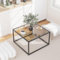 YMYNY Glass Coffee Table, Tempered Glass Square Coffee Tables With Metal Frame, Unique Modern Table for Living Room Home Office 68 x 68 x 40CM, Dark Brown, HCT001T