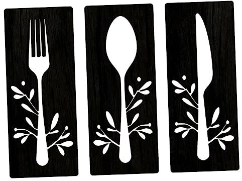 Amosfun Set Di Utensili Da Cucina in Legno Posate Cartello Da Parete Decorazione Rustica Per Sala Da Pranzo