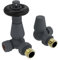 NRG Traditional Corner Central Heating Radiator Valve 15mm Thermostatic Lockshield Valves Anthracite