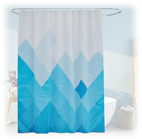Relaxdays Duschvorhang geometrisch, Bad Vorhang 180x200, Antischimmel, waschbar, 12 Ringe, Badewannenvorhang, Mehrfarbig