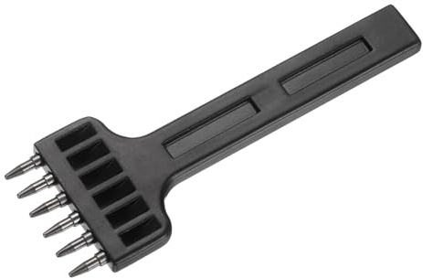 sourcing map Leather Stitching Punch 6mm 6 Prong Carbon Steel Leather Punch Hole Tool Stitching Chisel for DIY Craft Handbag Wallets Card Belt Holders Key Holder Belt, Black