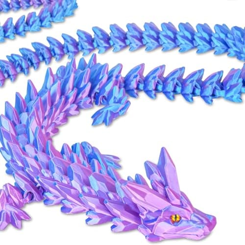 Olee Odee 100cm Drache 3D Druck Figur Sammlerstück Fantasy Deko für Zuhause Büro Kinderzimmer Magische Drachenfigur Geschenkidee für Kinder Erwachsene Ostern Weihnachten Geburtstag(Purple)