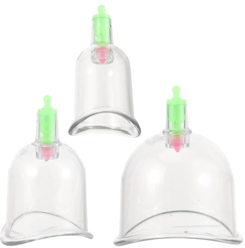 EXAOMBLE Lot de 3 Ventouses Transparentes en Plastique U et C pour Massage Corporel, Outil de Beauté Professionnel, Appareil à Ventouses sous Vide, Usage Domicile et Salon de Soins