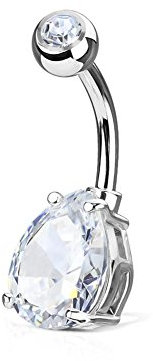 Paula & Fritz® Bauch-nabelpiercing Bananabell Bauch-Piercing Edelstahl Chirurgenstahl 316L Metallic Zirkonia Tränentropfen