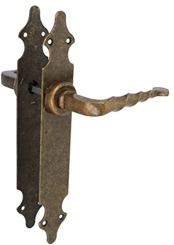 Amig - Juego de Manillas - Placa Lisa - 280 x 45 mm - Cuadradillo de 8 mm - Adecuado para todo Tipo de Puertas de Paso en Interior - Placa de Acero y Tirador de Zamak Efecto Cuero