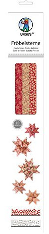 Ursus 34890000F - Papierstreifen für Fröbelsterne rot / weiß / schwarz, aus Kraftpapier, 60 Streifen in 2 verschiedenen Größen für ca. 15 Sterne, Bastelklassiker zur Weihnachtszeit