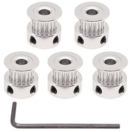 Winsinn GT2 Riemenscheibe, 20 Zähne, 5 mm Bohrung, 6 mm Breite, 20 Zähne, Zahnriemenscheibe aus Aluminium für 3D-Drucker (5 Stück)