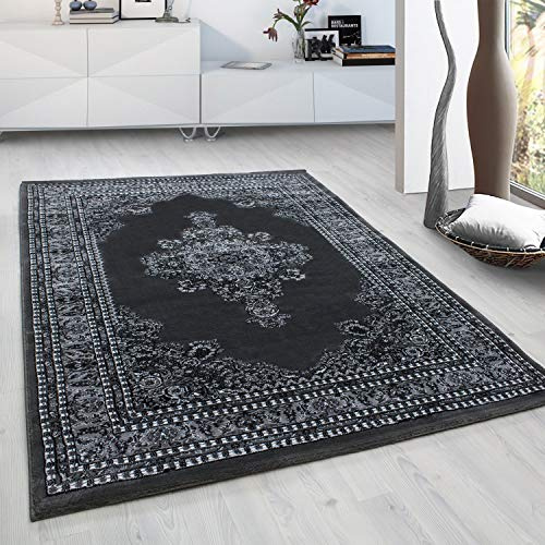 HomebyHome XXL Orient Teppich 300x400 cm Grau, Zeitloses Design mit klassischem Muster, Pflegeleichter Teppich für Loft oder Galerie