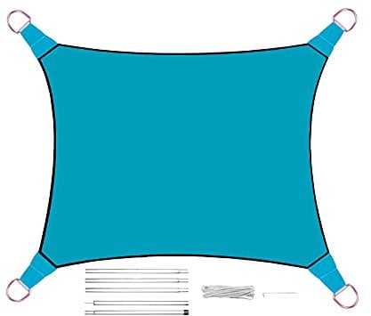 Sonnensegel Rechteckig 3x4m Farbe Blau mit Stangenset - Sonnenschutz für Ihren Garten!