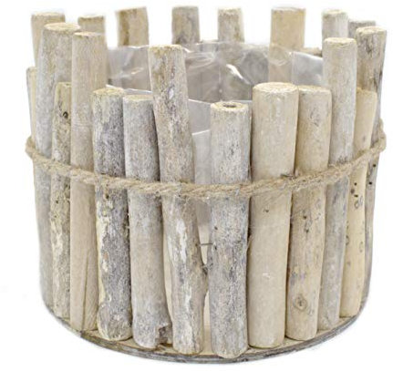 DARO DEKO Blumentopf aus Holz rund 1 Stück - L Ø 21 x 16,5cm