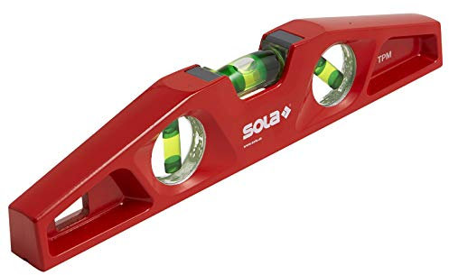 SOLA LSTFM Magnetische Torpedowaage aus Aluminiumdruckguss, mit 3 60% vergrößerten Libellen, 25,4 cm, Rot