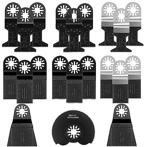 Preciva Oszillierendes Sägeblatt, 21 Stück, gemischtes Mehrzweckwerkzeug, mit Universal-Zubehör, oszillierendes Multifunktionswerkzeug mit Schnelllöse, für General Multi-Tool