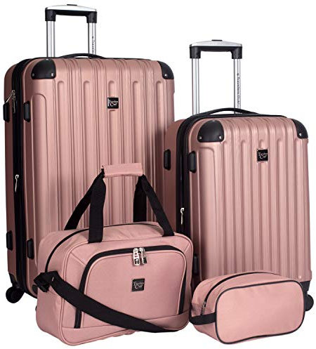 Travelers Club Bagages de Voyage 70 cm, Rose doré, Ensemble de 4 pièces