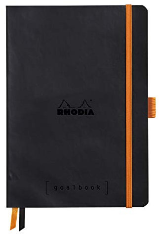 Rhodia 117571C Notizheft Goalbook (DIN A5, 14.8 x 21 cm, Dot, praktisch und trendige, mit weichem Deckel, 90g weißes Papier, 120 Blatt) 1 Stück, Schwarz