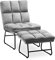 MCombo Sessel mit Hocker, Relaxsessel für Wohnzimmer, moderner Fernsehsessel Loungesessel Stuhl, Samt, 0014 (hellgrau)