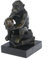 Antike Fundgrube Bronze Figur Affe mit Schädel der Denker 8x14x13 cm (9419)