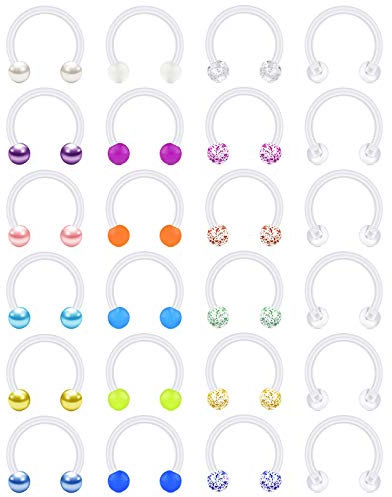 vcmart Plastik Hufeisen Nasenpiecing Nasenring Septum Helix Lippe Ring 16G Bioflex Flexibel Kunststoff Piercing