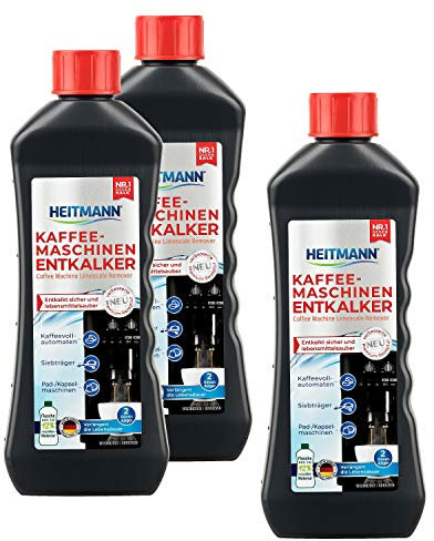 HEITMANN Kaffeemaschinen-Entkalker 250 ml - zwei Anwendungen - für Kaffeevollautomaten, Siebträger, Pad- und Kapselmaschinen, 3er Pack