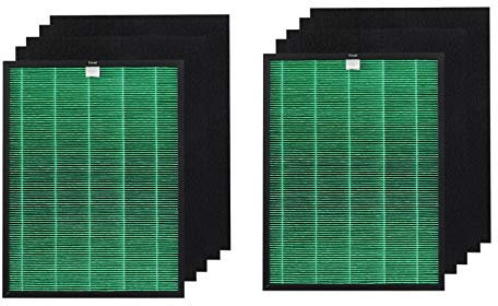 PUREBURG Replacement Filter Set Compatible with Coway Airmega 150 (AP-1019C) & Airmega 160 Air Purifiers, 2-Pack H13 HEPA + 8 x Activated Carbon Pre-Filter Air Clean