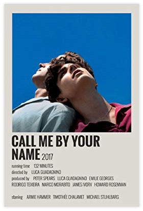 Call Me by Your Name 90er Jahre Vintage Poster für Zimmer Ästhetische Leinwand Poster Wandkunst Dekor Druck Bild Gemälde für Wohnzimmer Schlafzimmer Dekoration 30 × 45 cm Unframe style1