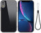 UEEBAI Coque pour iPhone XR, Ultra Mince Liquide Silicone Coque Arrière en Verre Trempé Dragonne Soft TPU Bumper Cases Anti-Scratch Brillant Antichoc Coque pour iPhone XR - Noir #2