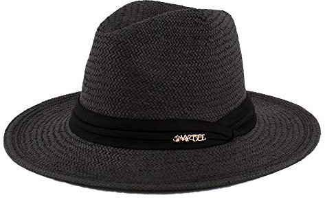 Sombrero Hombre Mujer de Panamá de Paja, Sombrero de Verano para Playa, Sol y Viaje, Diseño de ala Ancha Unisex, Tallas (Negro, 57cm)