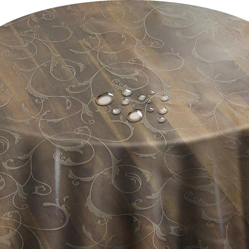 Transparente Folie Tischdecke Tischfolie Schutzfolie mit Muster Barock Paradiso Oval ca. 140 x 200 cm abwaschbar