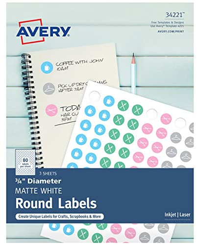 Avery Weiße, runde Etiketten, leicht abziehbar