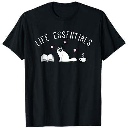 Life Necessities - Libri divertenti Gatti e amanti del caffè Maglietta