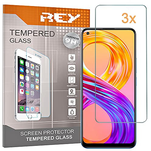3X Protector de Pantalla para REALME 8-REALME 8 Pro, Cristal Vidrio Templado Premium