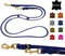 Hundeleine Fettleder Messing kleine Hunde/große Hunde 2m / 2,40m / 2,80m / 3,50m / 5m Doppelleine verstellbar (2m X 8mm, Marineblau)