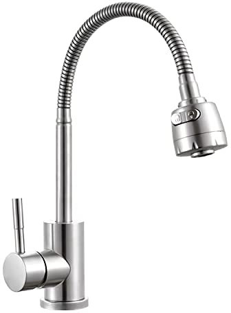 SOLVEX Rubinetto per Cucina,Miscelatore Cucina Girevole a 360° e Spruzzatore a Doppia Funzione Flessibile,Rubinetto Lavello Cucina Alto Acciaio Inossidabile Acqua Fredda e Calda,DE-SP-10017