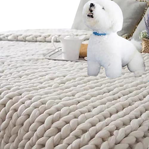 XZSBDXHH Chunky Knit Blanket Throw Soft Yarn Knitted Blanket Machine Washable Cozy Crochet Weighted Blanket Handmade Cable Knit Throw Blanket for Couch Bed Home Decor (F 100x100cm)