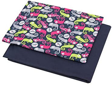 1buy3 Duo-Set Jersey Stoff Gemustert zum nähen | 92% Baumwolle, 8% Elasthan | Kinderstoff | Baumwolljersey | Muster: Cameleon 2 + Dunkelblau |2 x 50cm x 160cm | Grundpreis je m² = 9,36
