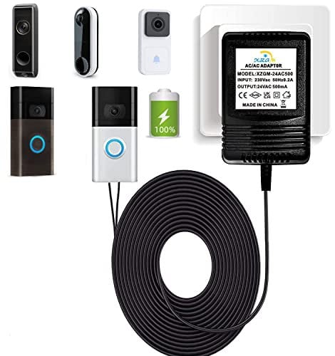 Türklingel-Transformator, 24 V 500 mA Video-Türklingel-Netzteil für Ring Video Doorbell, Ring Video Doorbell Pro und Ring Video Doorbell 2, kompatibel mit Nest Hello Doorbell (5M Verlängerungskabel)