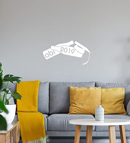 Abi 2019 in Bierflaschen Wandtattoo Weiß Aufkleber 90 x 45 cm