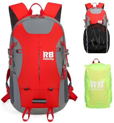riderbag Reflektierender Motorradrucksack, leichter Laptoprucksack für Motorradfahrer. Reiserucksack. Fahrrad Sicherheit im Dunkeln. Mit optionalem Rückenprotektor