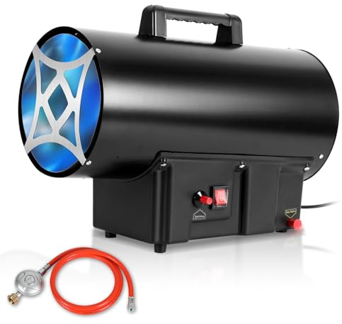 Ikodm Gasheizer für Gasflasche 30 KW Gasdruckregler 700mbar Gasschlauch Gasheizofen Gasheizgerät Gasheizgebläse Innenbereich, Camping