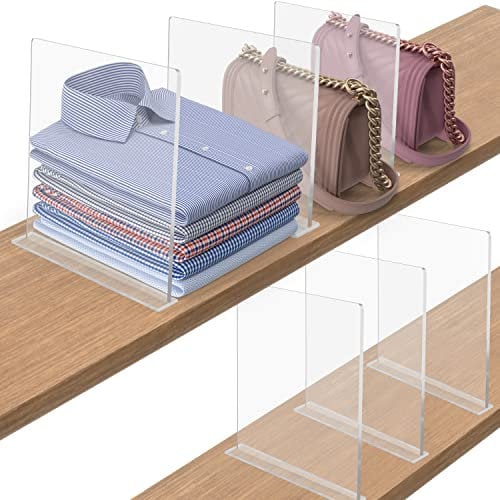 FNG8 Klare Acryl Schubladen Trenner [6er Pack] - Vertikales Schubladen Ordnungssystem für Zuhause, Geschäft & Büro - Transparente Schrank Organizer Schublade Teiler für Kleidung, Schuhe & Bücher