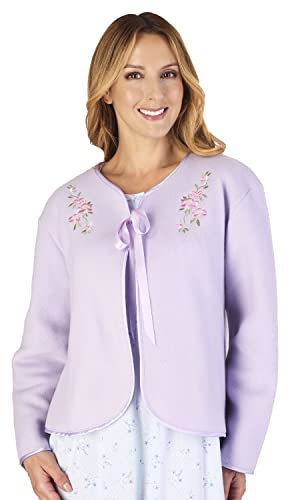 Slenderella Polar Fleece Ribbon Bed Jacket BJ44600 Lilac Medium