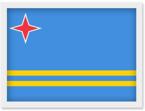 Artery8 Aruba National Flag Patriotic Vexillology World Flags Country Region Poster Artwork Framed Wall Art Print A4