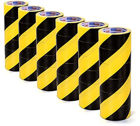 ADHES Wasserdicht Warnband, Selbstklebend Warnklebeband, PVC Absperrband, Boden Markierungsband, Sicherheitsband Zur Kennzeichnung Von Gefahrenzonen, Gelb Schwarz, 50mmx32m,36rolls