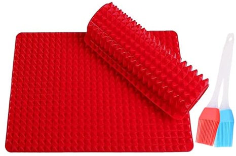 Alpenkok Antihaft-Silikon-Backmatte, Pyramide, gesund, Kochmatte, Rot, 2 Stück