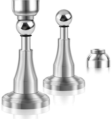 KOLAKO Magnetic Door Stops, Door Stoppers Magnet Brushed Wall Floor Mount Heavy Duty Modern Door Holders Catch Protector, Silver Magnetic Doorstops with Screws, Keep Door Open